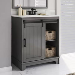 Gray Sofia 30” Single Bathroom Vanity Set Made from Engineered Wood [Fully Assembled]