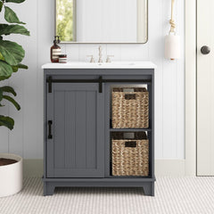 Sofia 30” Single Bathroom Vanity Set Slatted Design and Metal Track Hardware