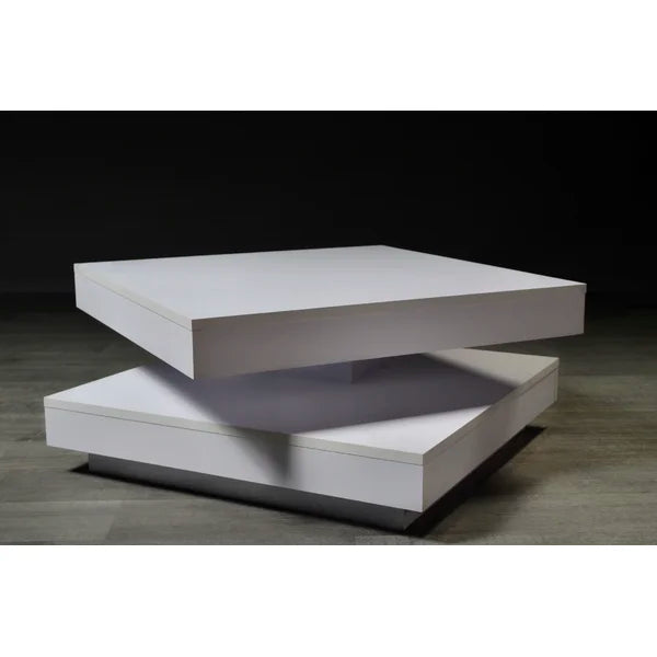 Solid Coffee Table with Storage Rotatable Table Top Modern Design