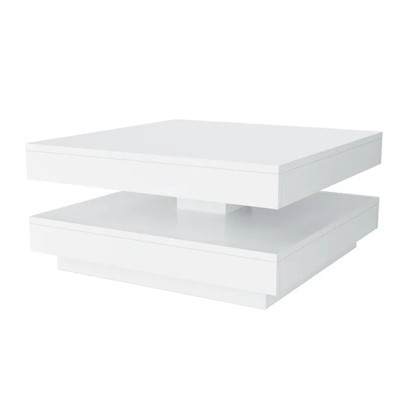 Solid Coffee Table with Storage Rotatable Table Top Modern Design