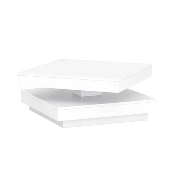 Solid Coffee Table with Storage Rotatable Table Top Modern Design