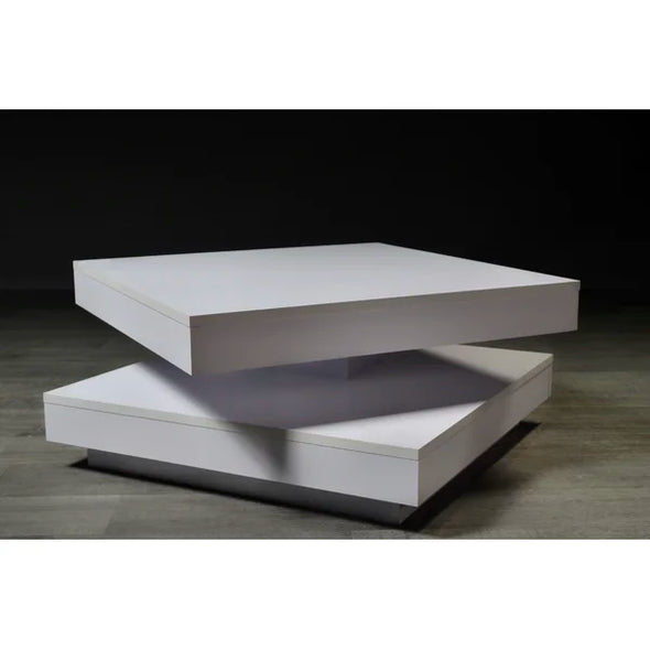 Solid Coffee Table with Storage Rotatable Table Top Modern Design