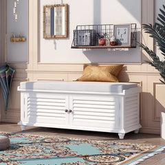 White Solid Wood Bench Contemporary Style Exquisite and Comfortable