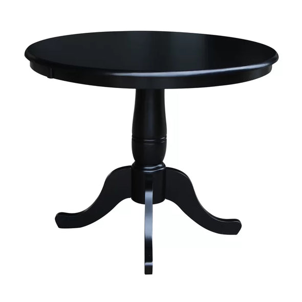 30" H x 30" L x 30" W Black Solid Wood Pedestal Dining Table Crafted from Solid Rubberwood
