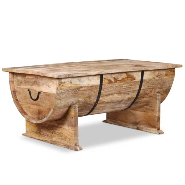 Solid Wood Sled Coffee Table with Storage Perfect Organize