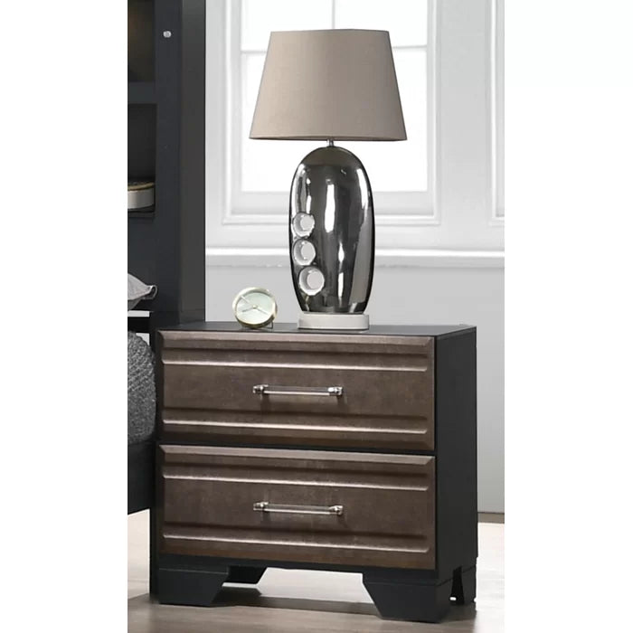 Sotelo 24'' Tall 2 - Drawer Nightstand in Gray Solid Wood Durability and Strength