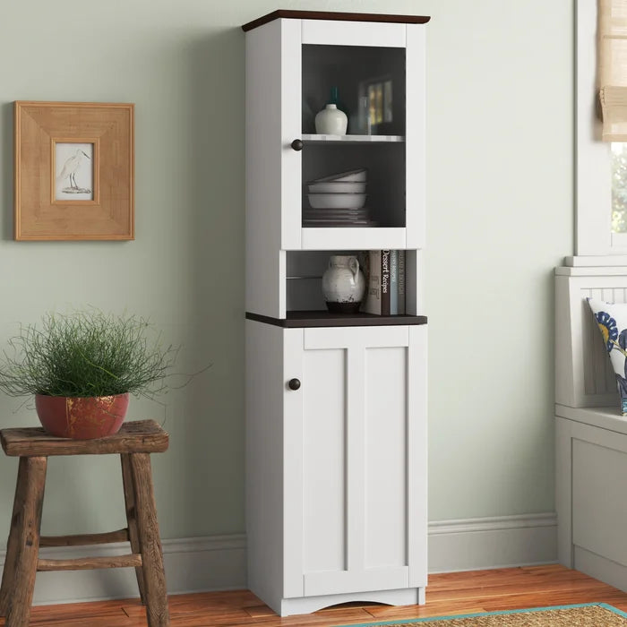 White/Dark Brown Spicer 16.93'' Wide Dining Hutch Manufactured Wood