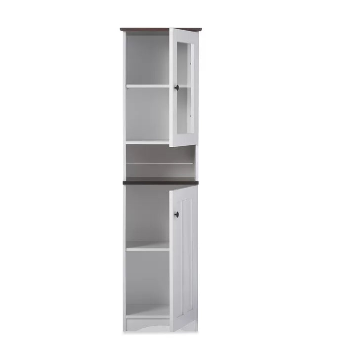 White/Dark Brown Spicer 16.93'' Wide Dining Hutch Manufactured Wood