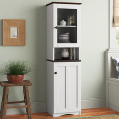 White/Dark Brown Spicer 16.93'' Wide Dining Hutch Manufactured Wood