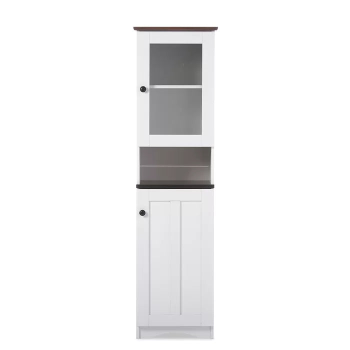 White/Dark Brown Spicer 16.93'' Wide Dining Hutch Manufactured Wood