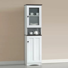 White/Dark Brown Spicer 16.93'' Wide Dining Hutch Manufactured Wood