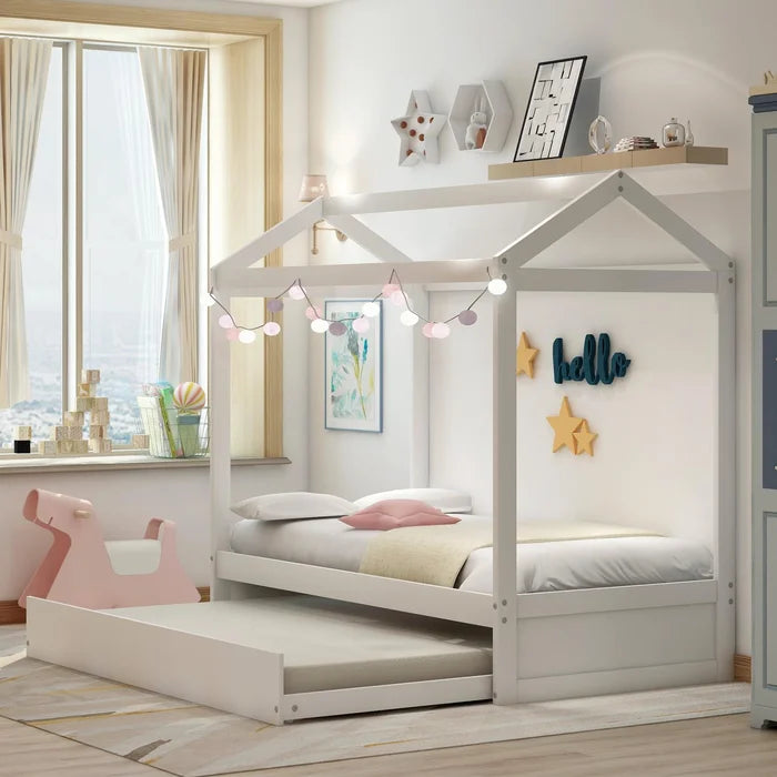 Spitzer Toddler Canopy Bed with Trundle Enhance Sleep Comfort Standard Bed