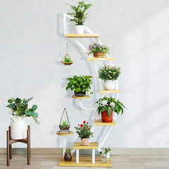 Multi-Tiered Plant Stand Delicate Plant Stand, its Unique Half-Moon Shape will Become your Home or Garden Decor