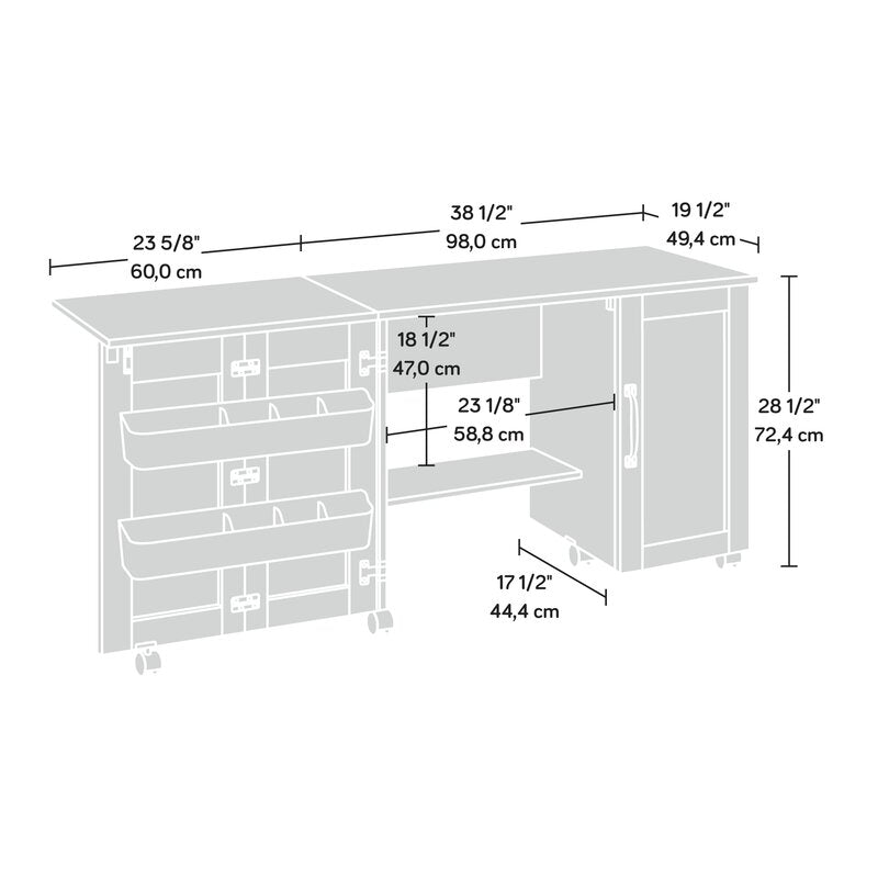 38.5'' x 19.5'' Foldable Engineered Wood Sewing Table