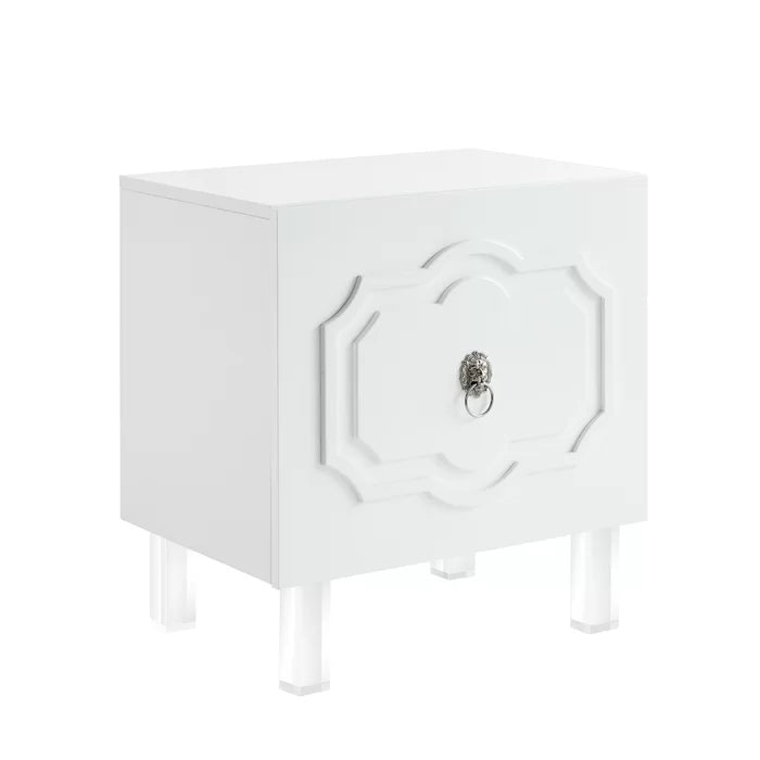 Solid Wood White Stahl 24'' Tall Nightstand Perfect for Bedside Provide Storage Space