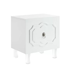 Solid Wood White Stahl 24'' Tall Nightstand Perfect for Bedside Provide Storage Space