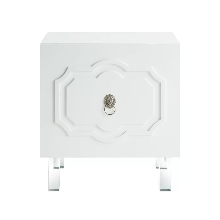 Solid Wood White Stahl 24'' Tall Nightstand Perfect for Bedside Provide Storage Space