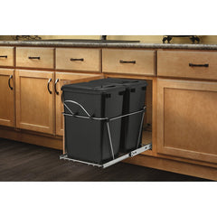 Stainless Steel Pull Out Trash Can Easy to Assemble and Glide Effortlessly