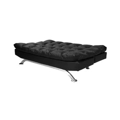 Black Stancil Full 71'' Wide Faux Leather Biscuit Back Convertible Sofa