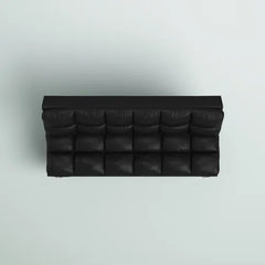 Black Stancil Full 71'' Wide Faux Leather Biscuit Back Convertible Sofa