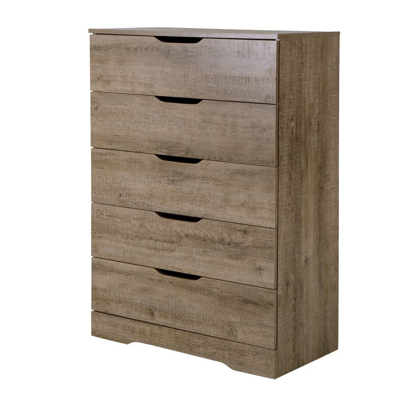 Weathered Oak 5 Drawer 33'' W Chest 5 Large Drawers, the Dresser Provides Plenty of Room for Clothes Storage Keeping your Space Organized