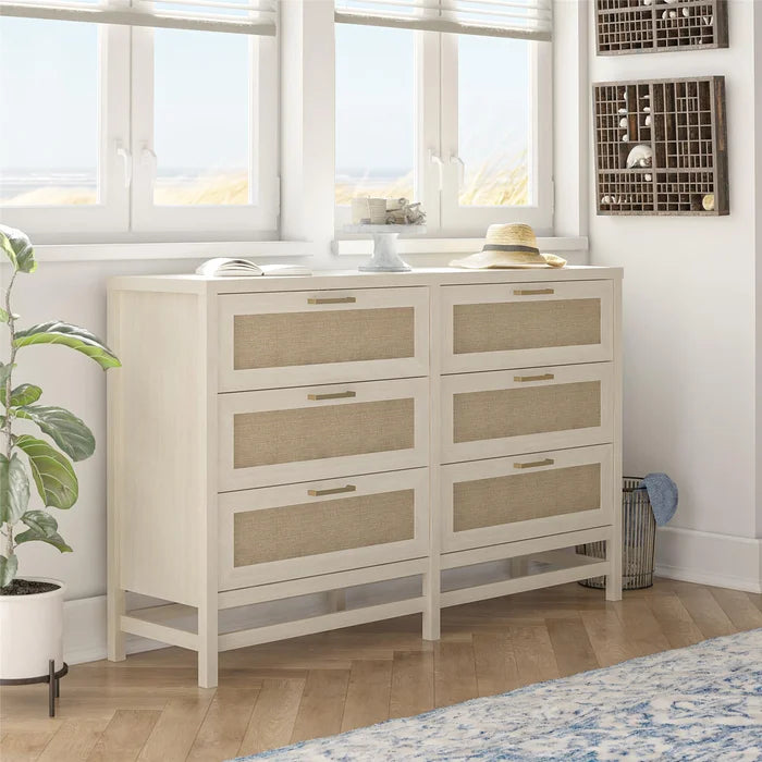 Stehouse 6 Drawer 59.4'' W Double Dresser Made of Laminated MDF and Particleboard Pairs