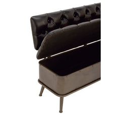 Stephanie Faux Leather Storage Bench Features a Tufted Seat Back