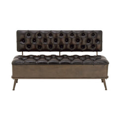 Stephanie Faux Leather Storage Bench Features a Tufted Seat Back