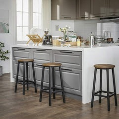 25.59'' Counter Stool Set of 2 Rustic Round Seat and Matte Frame