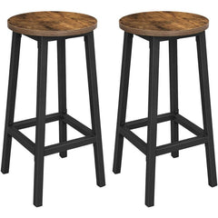 25.59'' Counter Stool Set of 2 Rustic Round Seat and Matte Frame