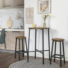 25.59'' Counter Stool Set of 2 Rustic Round Seat and Matte Frame