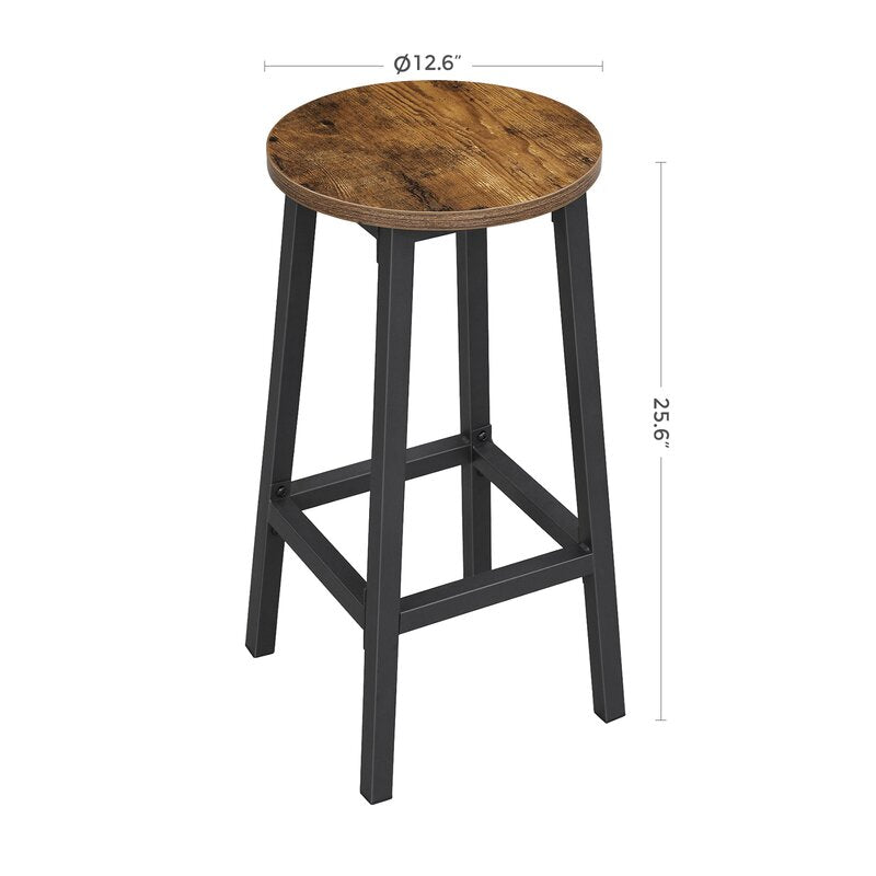 25.59'' Counter Stool Set of 2 Rustic Round Seat and Matte Frame