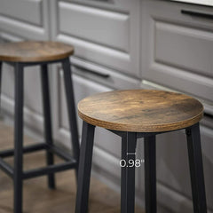 25.59'' Counter Stool Set of 2 Rustic Round Seat and Matte Frame