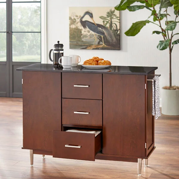 Stickley 48'' Wide Kitchen Island with Granite Top Adjustable Shelf