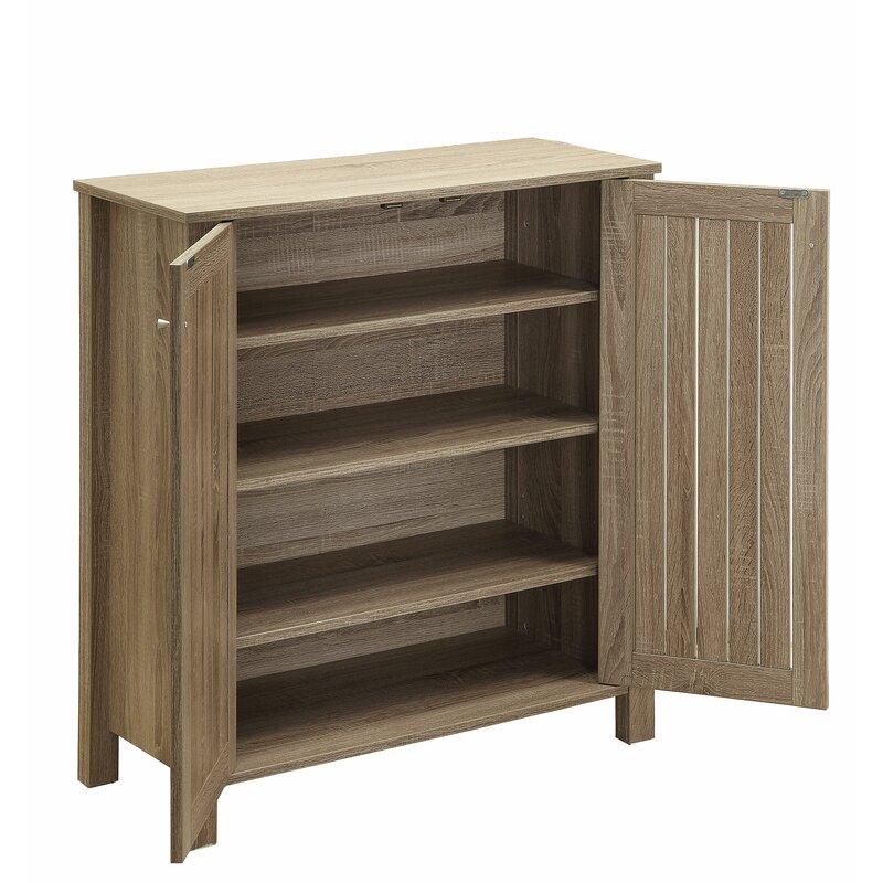 Storage Cabinet Chic Shoe Wood Frame Pairs a Clean Lined Silhouette