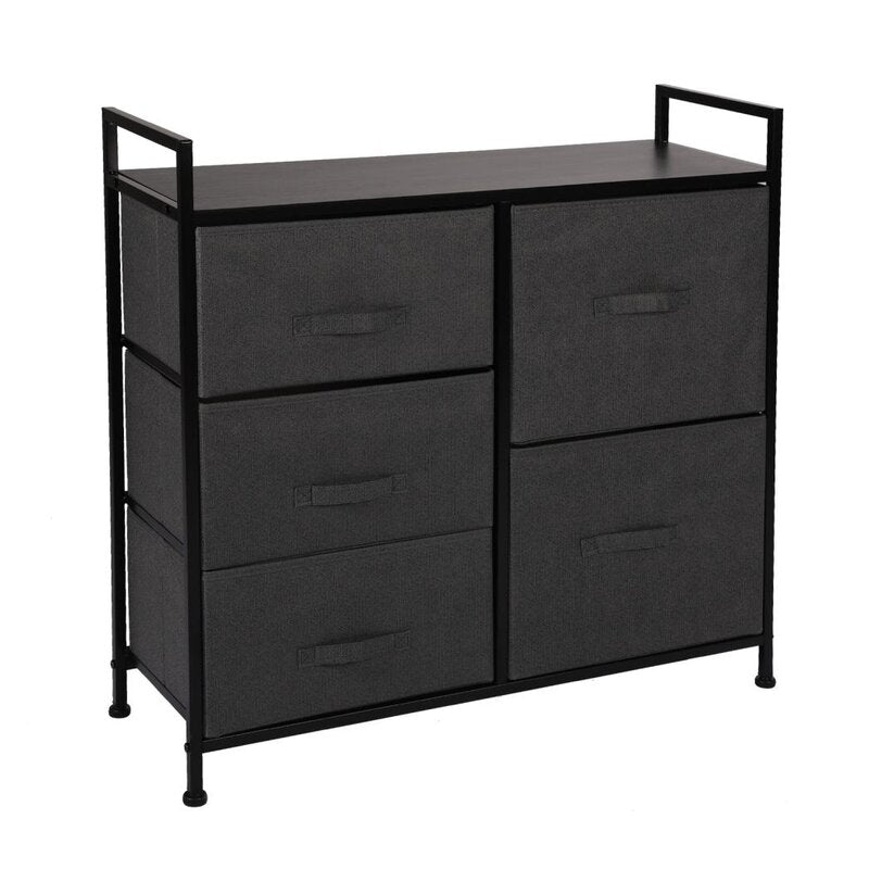 Storage Tower With 5Drawers-Fabric Dresser Organizer Unit For Bedroom
