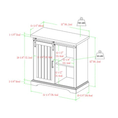 Solid White Stotfold 32'' Wide Server Powder Coated Steel