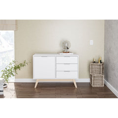 3 Drawer Server 3 Drawers and 1 Center Shelf Behind the Cabinet Door for Plenty of Storage Space, it is A Perfect Fit from Any Room