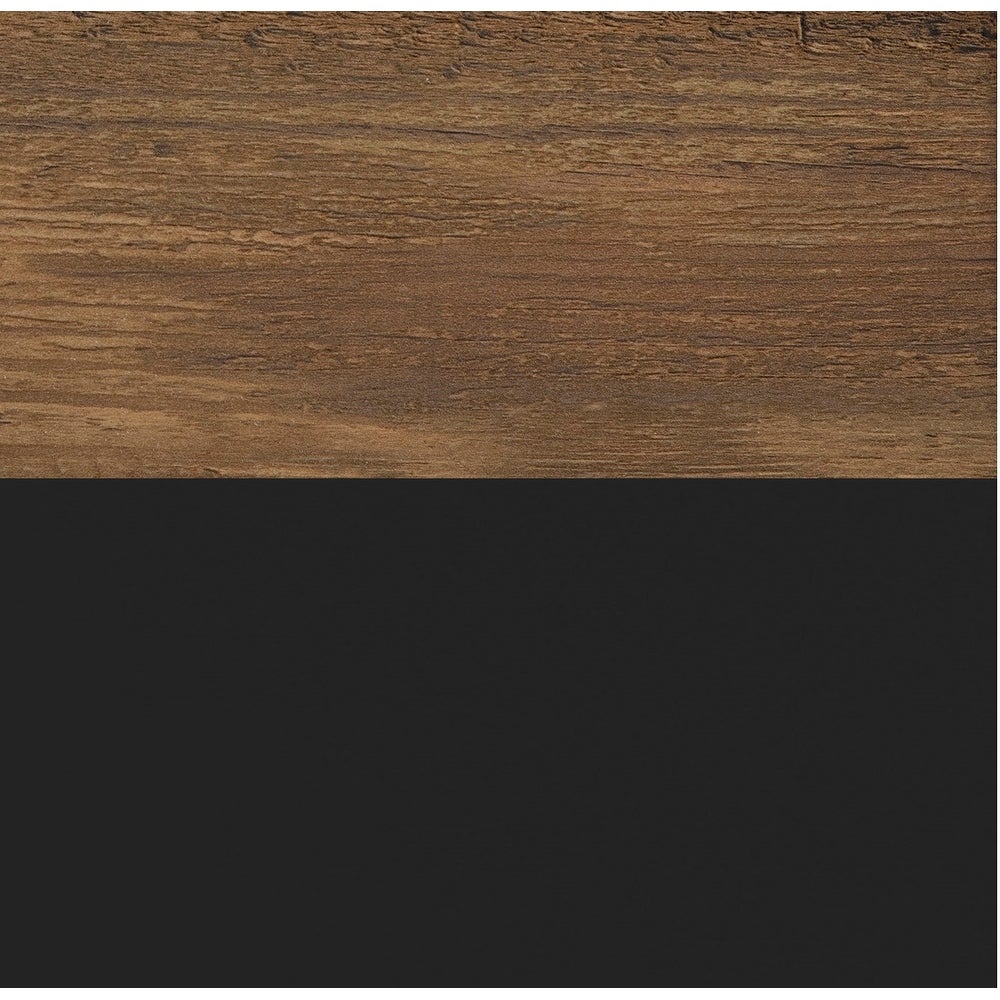 72-Inch Slat Door Hall Tree - Black / Rustic Oak Perfect for Any Room