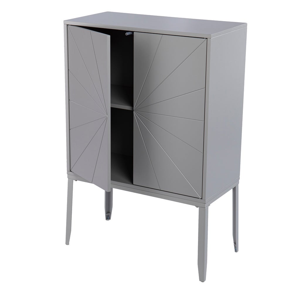 Contemporary Wood Cabinet - Gray Organize Sny Space with this Double-Door Storage Cabinet. Four Storage Cubbies