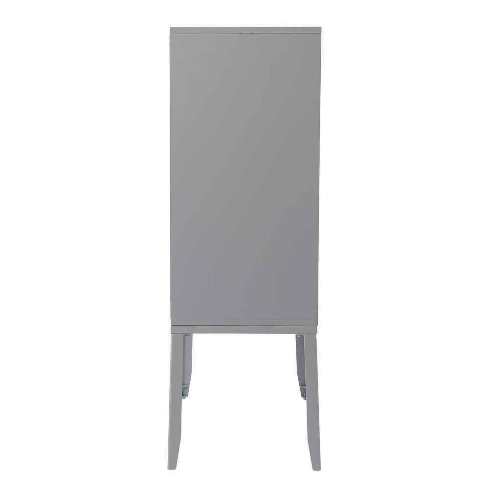 Contemporary Wood Cabinet - Gray Organize Sny Space with this Double-Door Storage Cabinet. Four Storage Cubbies