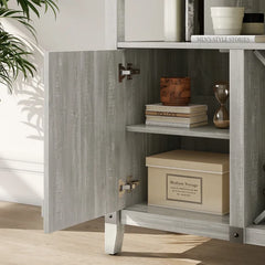 White Stuart 37.2'' Wide Sideboard Farmhouse Kitchen Wine Cabinet X-Shaped Storage Rack