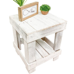 White Top Stubbs 22.75'' Tall Solid Wood End Table Made from 100% Reclaimed Wood