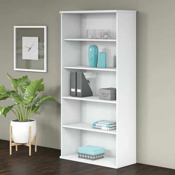 White Studio C 73'' H x 36'' W Standard Bookcase 2 fixed and 3 Adjustable Shelves