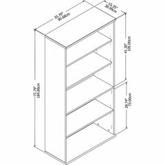 White Studio C 73'' H x 36'' W Standard Bookcase 2 fixed and 3 Adjustable Shelves