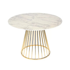 White Marble Sukabumi 45'' Pedestal Dining Table Blend of Engineered Wood
