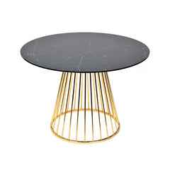 Black Marble Sukabumi 45'' Pedestal Dining Table Crafted from a Blend of Engineered Wood