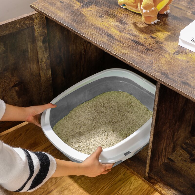 Rustic Brown Sulema Litter Box Enclosure Strong and Durable Easy Access