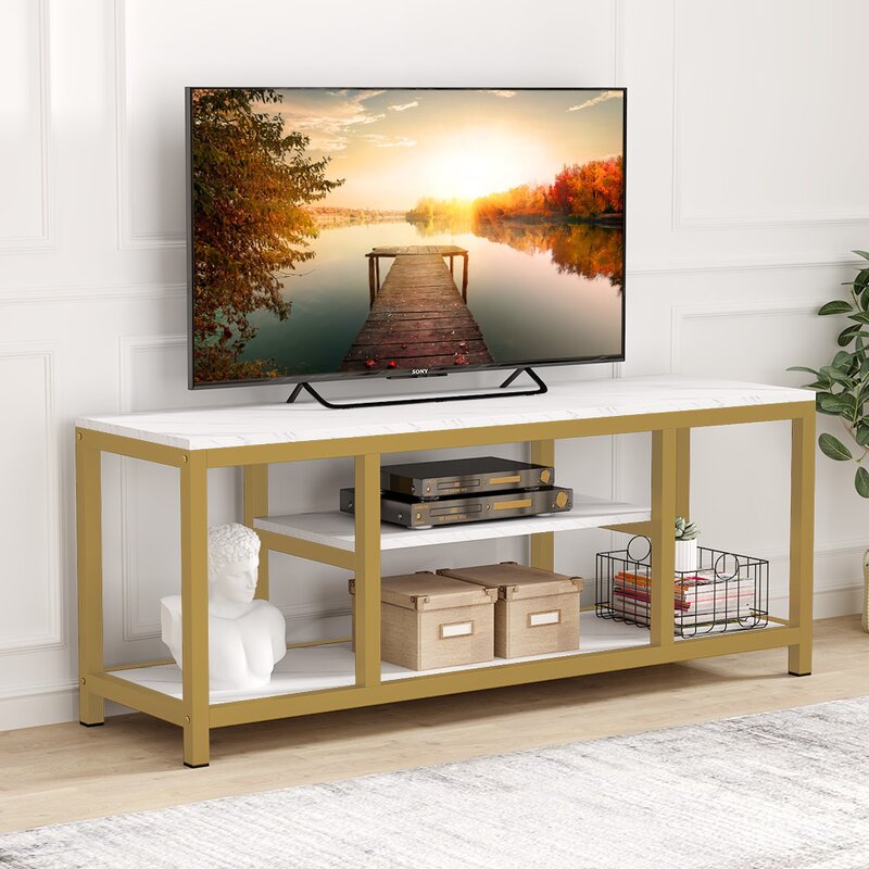 Sunburg TV Stand for TVs up to 65" Sleek Glam Look Creates the Nordic style