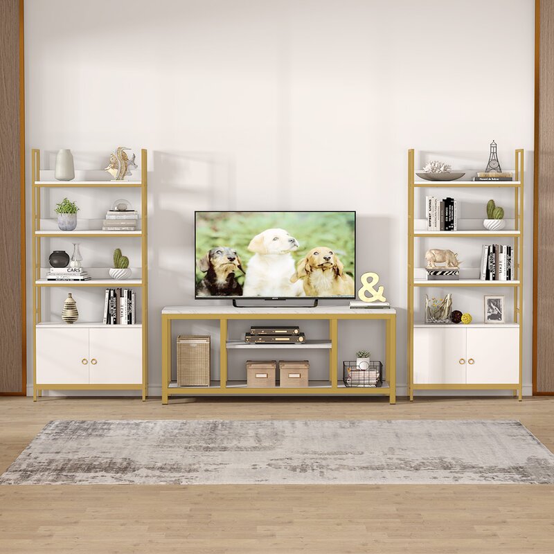 Sunburg TV Stand for TVs up to 65" Sleek Glam Look Creates the Nordic style